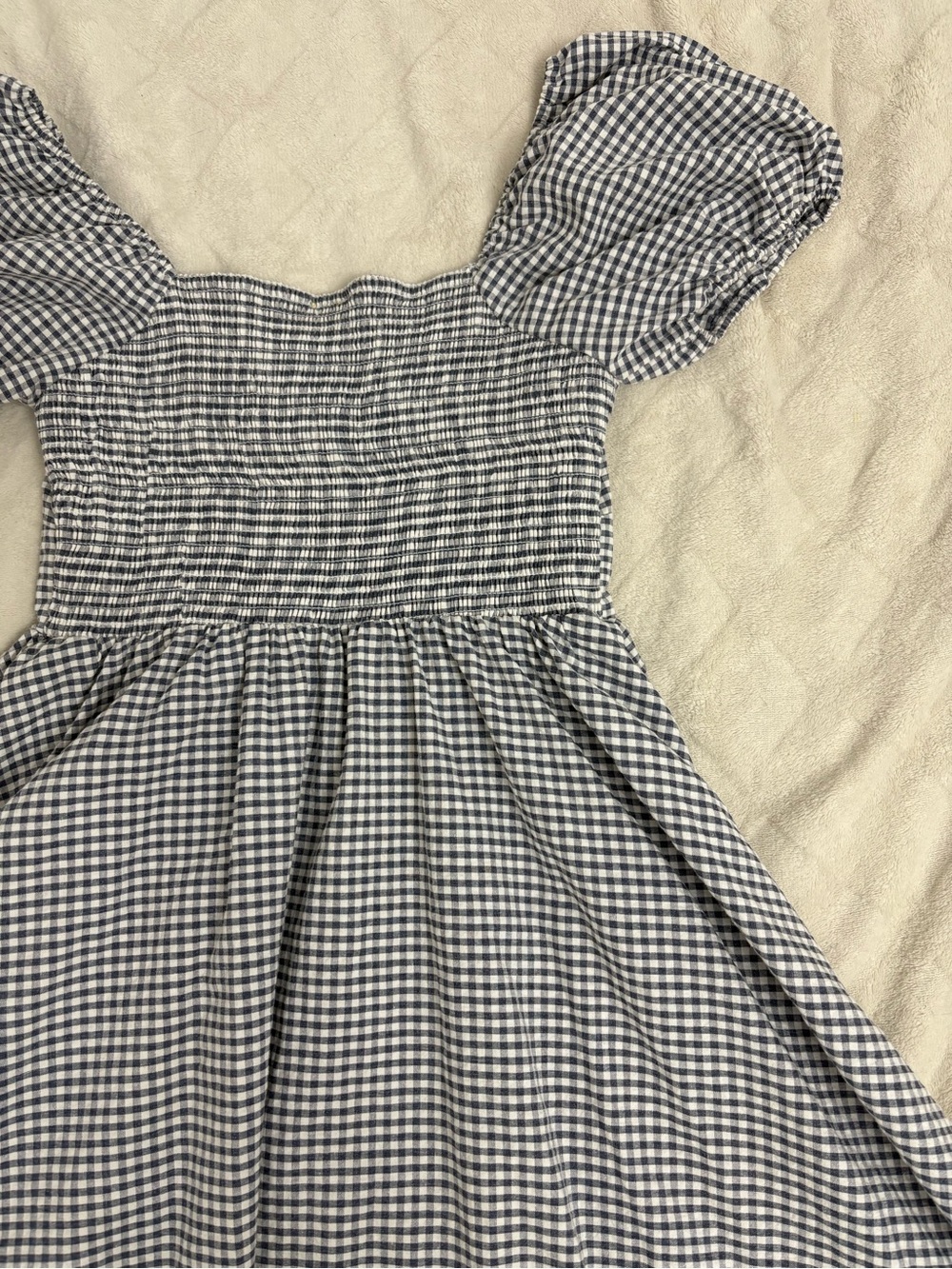 Gingham Puff-Sleeve Long Dress - Picture 5 of 6